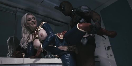 Geile blonde Schönheit mit großen Titten im heißen Rollenspiel